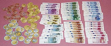 Euro Kinder-Spiel- und Rechen-Geld Bastelbogen